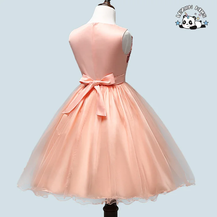 LEZONKIDS - Custom Girl Christmas Clothing Sequin Flower Sleeveless Tulle Costume Evening Dress